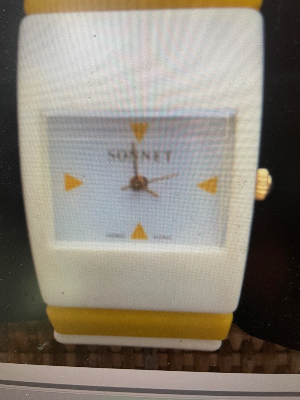 VTG Sonnet Manual Wind Watch yellow and white